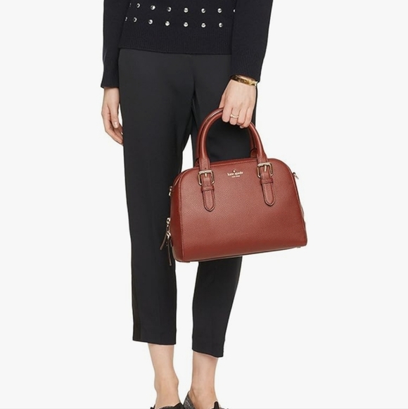 Kate Spade New York Brighton Park Pebble Leather Small Felix Bag, Dark Roast - Picture 1 of 8